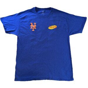 New York Mets Seinfeld Netflix T Shirt MLB Short Sleeve Blue Hanes, LARGE